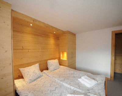 bedroom with double bed chalet interior