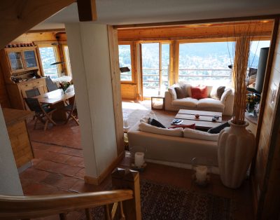 Chalet Laska living room from the stairs view