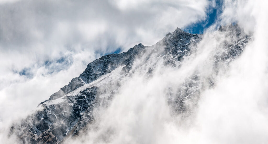 Clouds over the mountain during winter