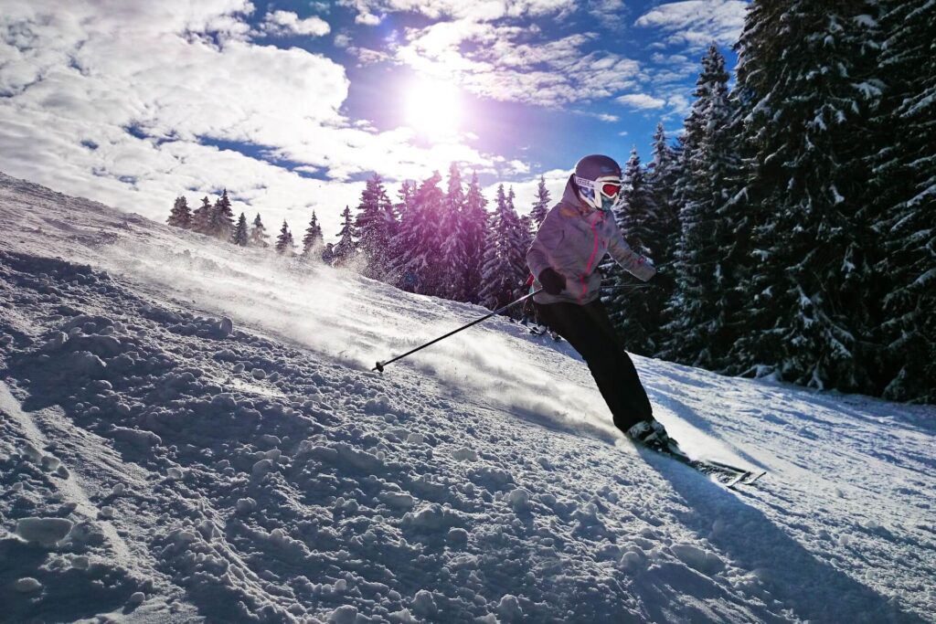 woman skiing at the mountain