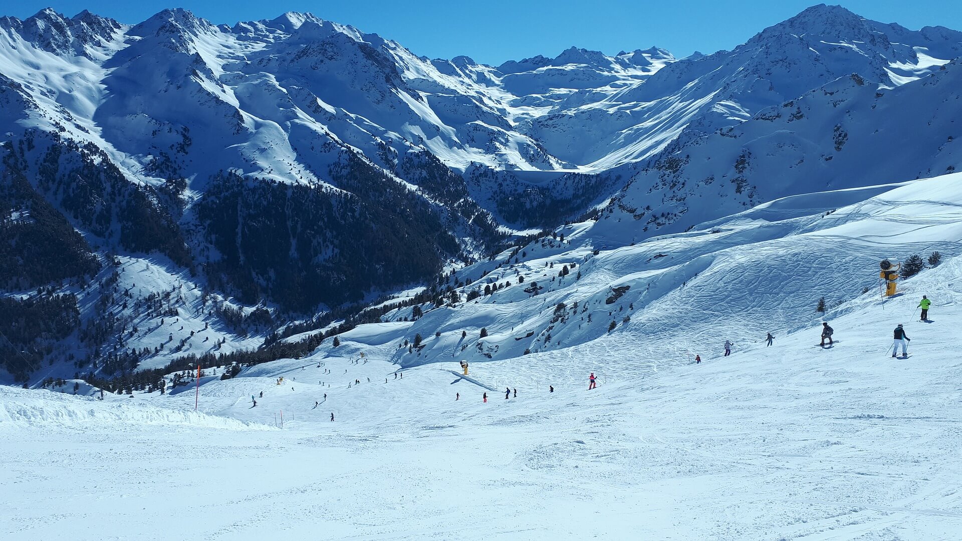 People skiing on the mountain